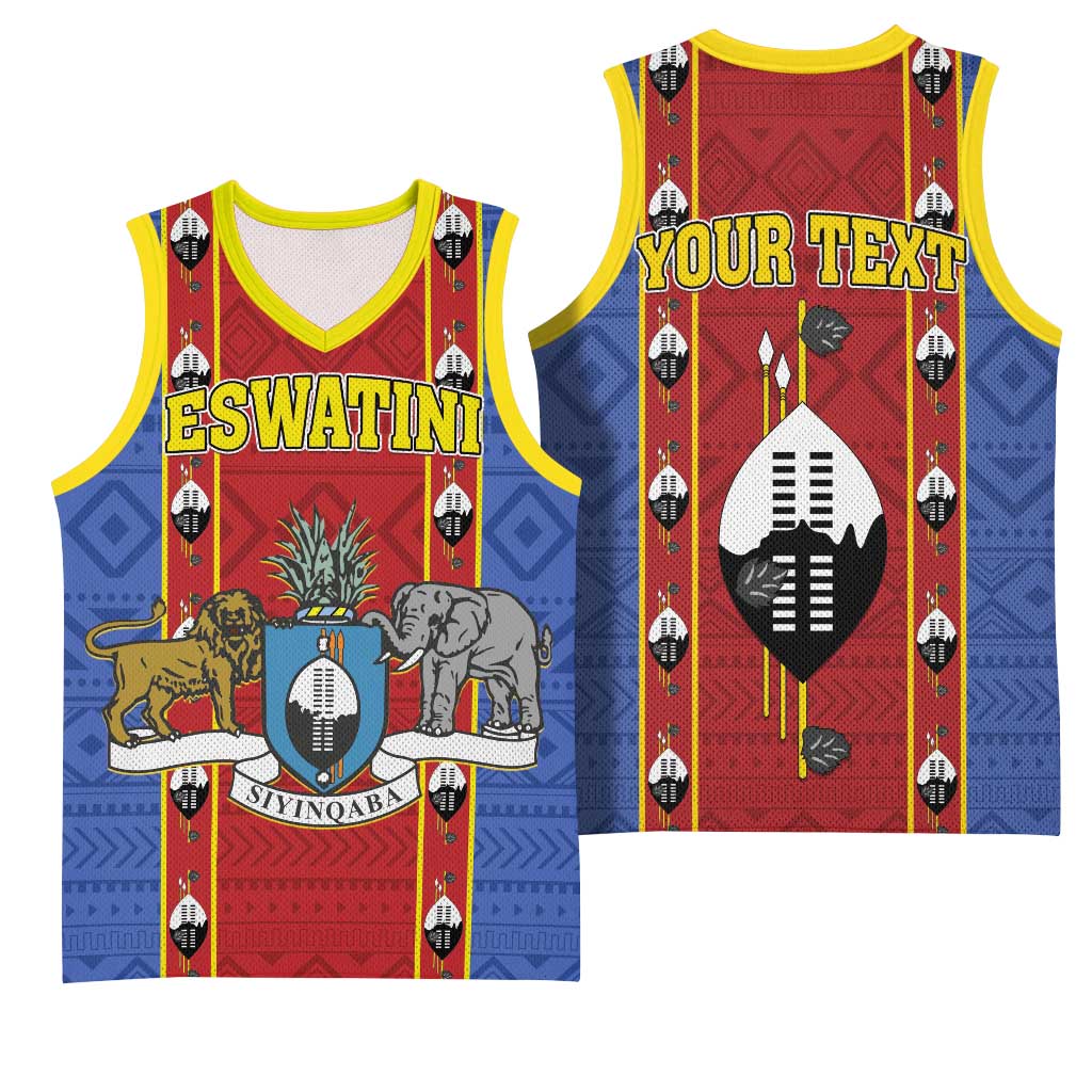 Eswatini African Pattern Basketball Jersey Swaziland Shield Siyinqaba LT01
