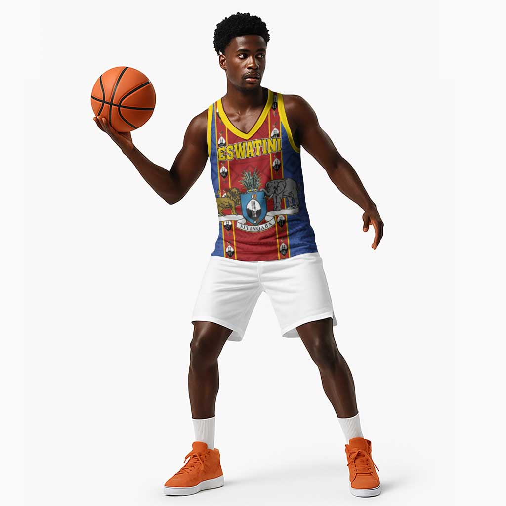 Eswatini African Pattern Basketball Jersey Swaziland Shield Siyinqaba LT01