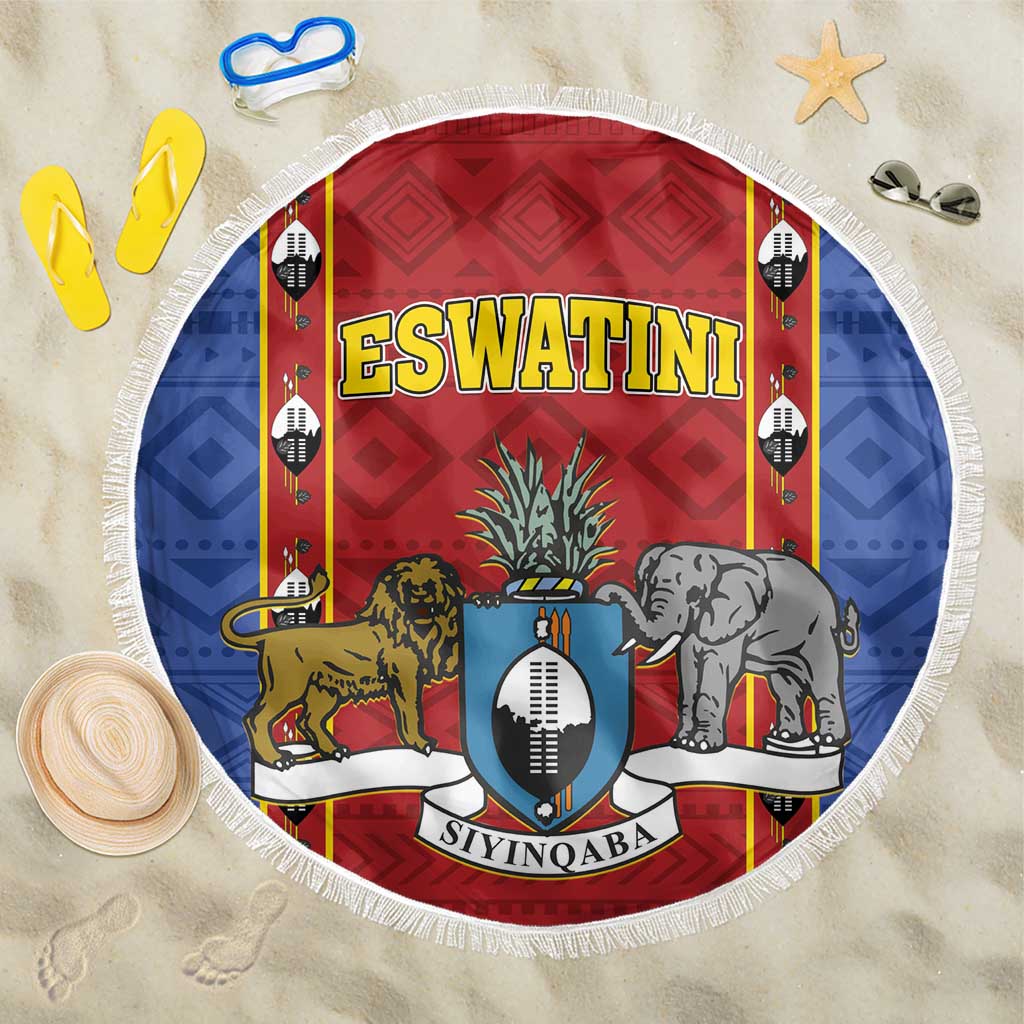 Eswatini African Pattern Beach Blanket Swaziland Shield Siyinqaba