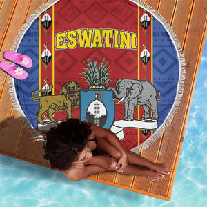 Eswatini African Pattern Beach Blanket Swaziland Shield Siyinqaba