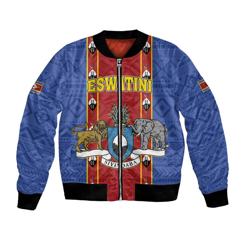 Eswatini African Pattern Bomber Jacket Swaziland Shield Siyinqaba