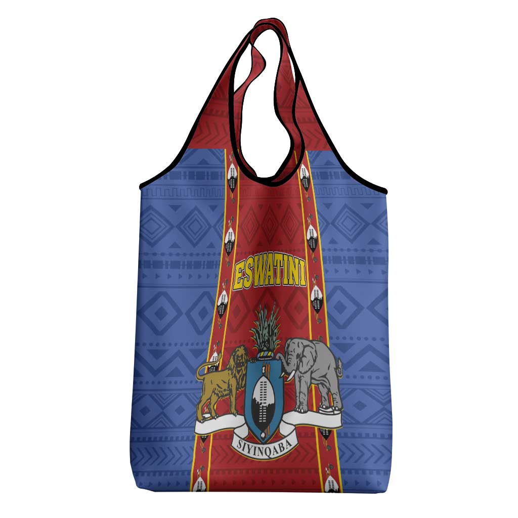 Eswatini African Pattern Grocery Bag Swaziland Shield Siyinqaba
