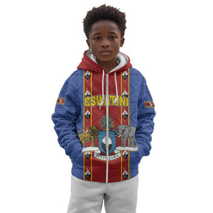 Eswatini African Pattern Kid Hoodie Swaziland Shield Siyinqaba