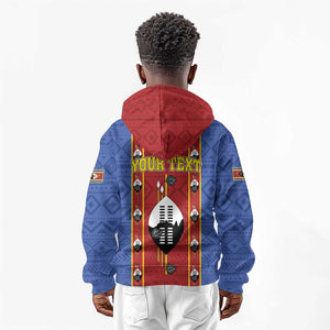 Eswatini African Pattern Kid Hoodie Swaziland Shield Siyinqaba