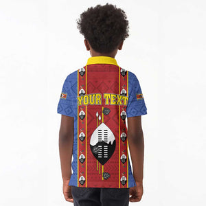 Eswatini African Pattern Kid Polo Shirt Swaziland Shield Siyinqaba