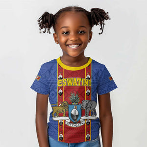 Eswatini African Pattern Kid T shirt Swaziland Shield Siyinqaba