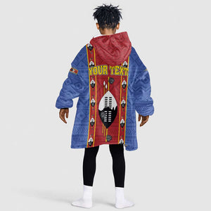 Eswatini African Pattern KId Wearable Blanket Hoodie Swaziland Shield Siyinqaba