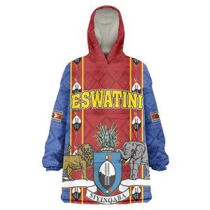 Eswatini African Pattern KId Wearable Blanket Hoodie Swaziland Shield Siyinqaba