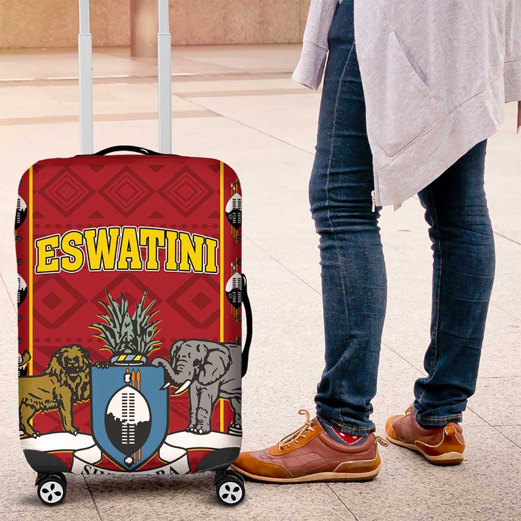 Eswatini African Pattern Luggage Cover Swaziland Shield Siyinqaba