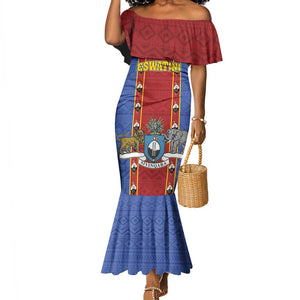 Eswatini African Pattern Mermaid Dress Swaziland Shield Siyinqaba