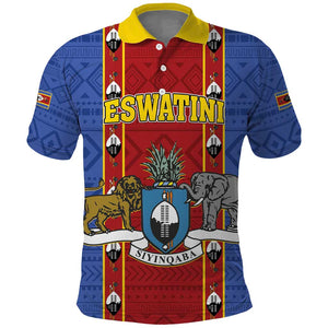 Eswatini African Pattern Polo Shirt Swaziland Shield Siyinqaba