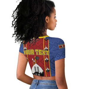 Eswatini African Pattern Raglan Cropped T shirt Swaziland Shield Siyinqaba