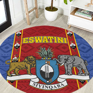 Eswatini African Pattern Round Carpet Swaziland Shield Siyinqaba