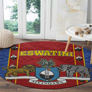 Eswatini African Pattern Round Carpet Swaziland Shield Siyinqaba