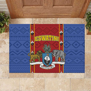 Eswatini African Pattern Rubber Doormat Swaziland Shield Siyinqaba