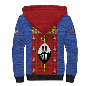 Eswatini African Pattern Sherpa Hoodie Swaziland Shield Siyinqaba