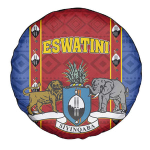 Eswatini African Pattern Spare Tire Cover Swaziland Shield Siyinqaba