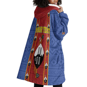 Eswatini African Pattern Wearable Blanket Hoodie Swaziland Shield Siyinqaba