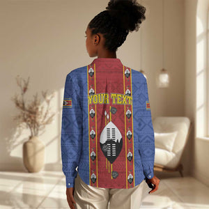 Eswatini African Pattern Women Casual Shirt Swaziland Shield Siyinqaba