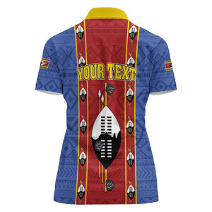 Eswatini African Pattern Women Polo Shirt Swaziland Shield Siyinqaba