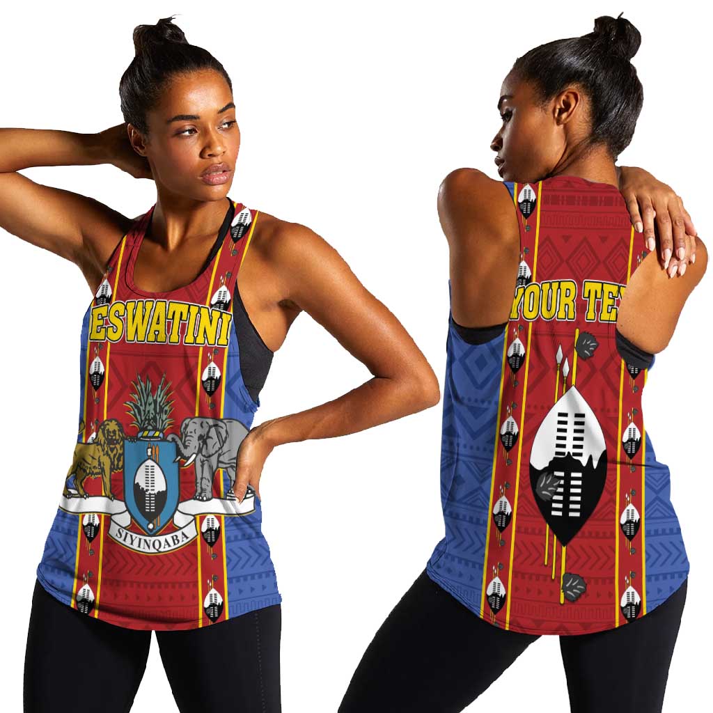 Eswatini African Pattern Women Racerback Tank Swaziland Shield Siyinqaba