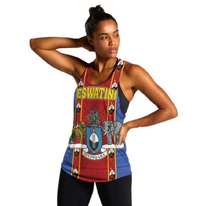 Eswatini African Pattern Women Racerback Tank Swaziland Shield Siyinqaba