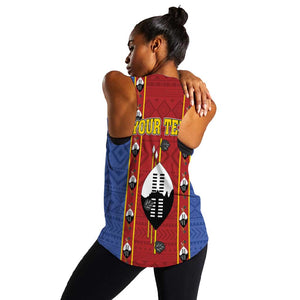 Eswatini African Pattern Women Racerback Tank Swaziland Shield Siyinqaba