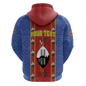 Eswatini African Pattern Zip Hoodie Swaziland Shield Siyinqaba