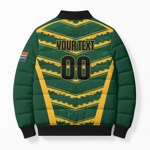South Africa 2026 Rugby Custom Bomber Puffer Jacket Bokke Go Champions