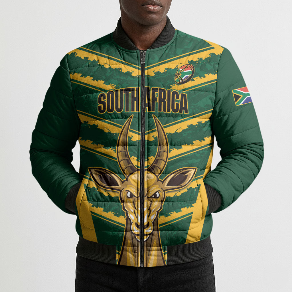 South Africa 2026 Rugby Custom Bomber Puffer Jacket Bokke Go Champions