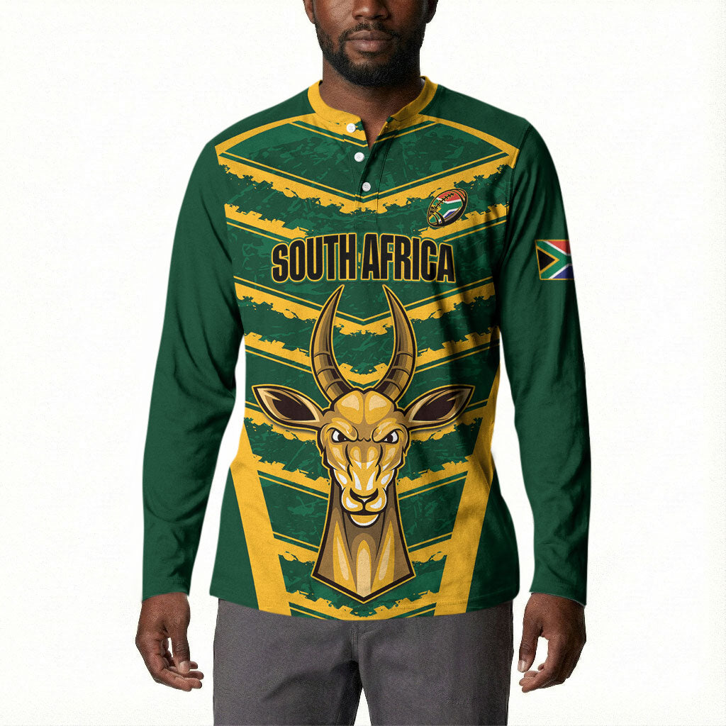 South Africa 2026 Rugby Custom Button Sweatshirt Bokke Go Champions