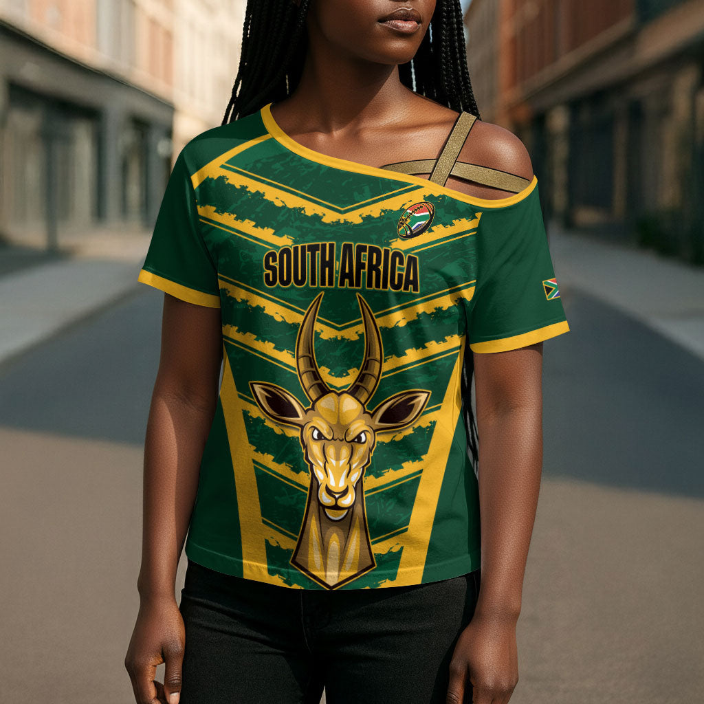 South Africa 2026 Rugby Custom Cross Shoulder Shirt Bokke Go Champions