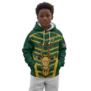South Africa 2026 Rugby Custom Kid Hoodie Bokke Go Champions