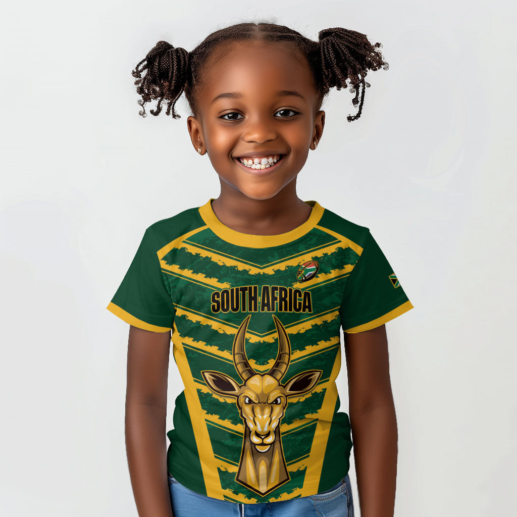 South Africa 2026 Rugby Custom Kid T shirt Bokke Go Champions