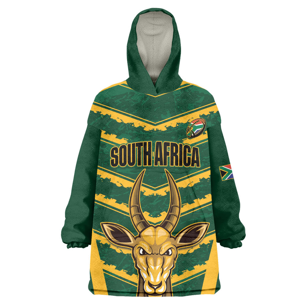 South Africa 2026 Rugby Custom Kid Wearable Blanket Hoodie Bokke Go Champions