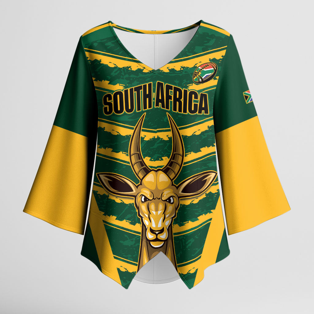 South Africa 2026 Rugby Custom Kimono Sleeve Blouse Bokke Go Champions