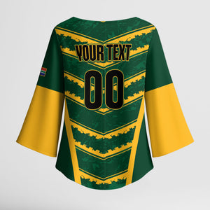 South Africa 2026 Rugby Custom Kimono Sleeve Blouse Bokke Go Champions