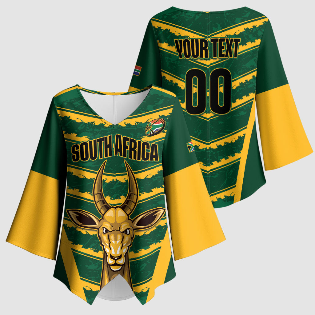 South Africa 2026 Rugby Custom Kimono Sleeve Blouse Bokke Go Champions