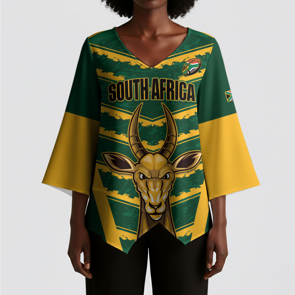 South Africa 2026 Rugby Custom Kimono Sleeve Blouse Bokke Go Champions