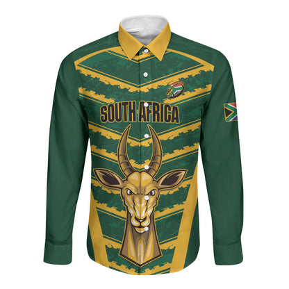 South Africa 2026 Rugby Custom Long Sleeve Button Shirt Bokke Go Champions