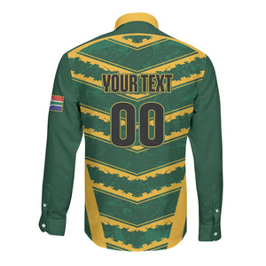South Africa 2026 Rugby Custom Long Sleeve Button Shirt Bokke Go Champions