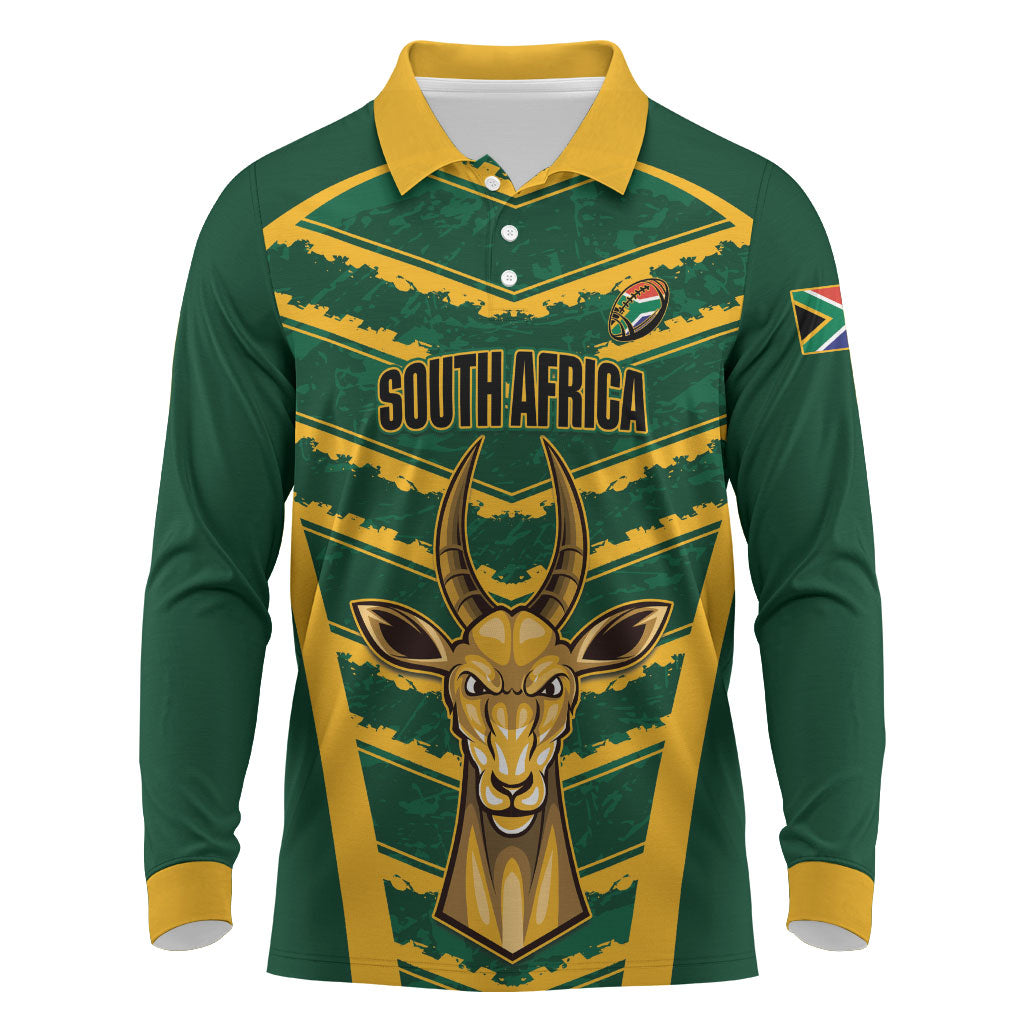 South Africa 2026 Rugby Custom Long Sleeve Polo Shirt Bokke Go Champions