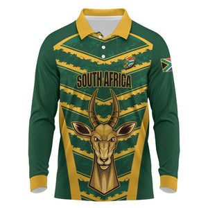 South Africa 2026 Rugby Custom Long Sleeve Polo Shirt Bokke Go Champions