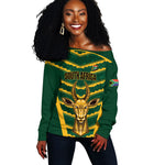 South Africa 2026 Rugby Custom Off Shoulder Sweater Bokke Go Champions
