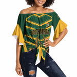 South Africa 2026 Rugby Custom Off Shoulder Wrap Waist Top Bokke Go Champions