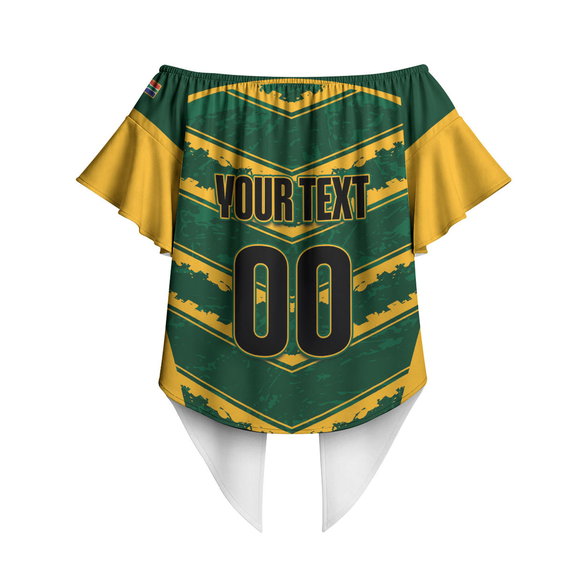 South Africa 2026 Rugby Custom Off Shoulder Wrap Waist Top Bokke Go Champions