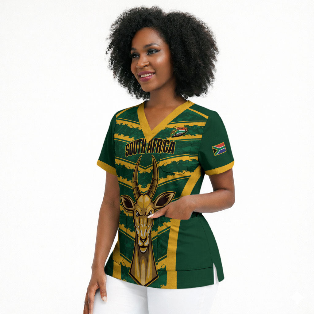 South Africa 2026 Rugby Custom Scrub Top Bokke Go Champions