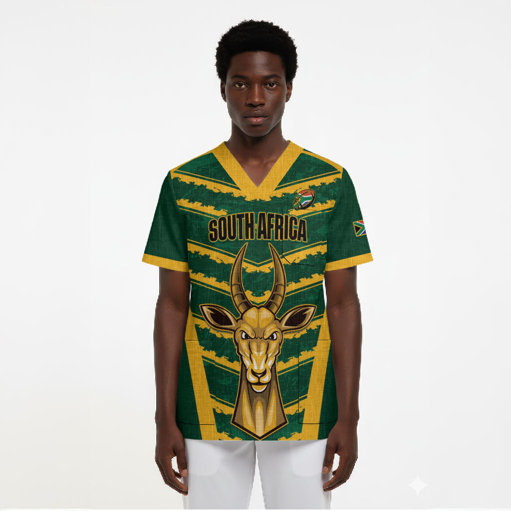 South Africa 2026 Rugby Custom Scrub Top Bokke Go Champions