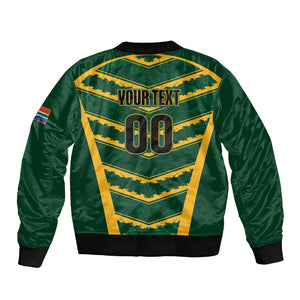 South Africa 2026 Rugby Custom Sleeve Zip Bomber Jacket Bokke Go Champions