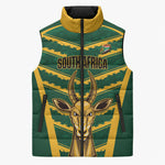 South Africa 2026 Rugby Custom Sleeveless Puffer Jacket Bokke Go Champions